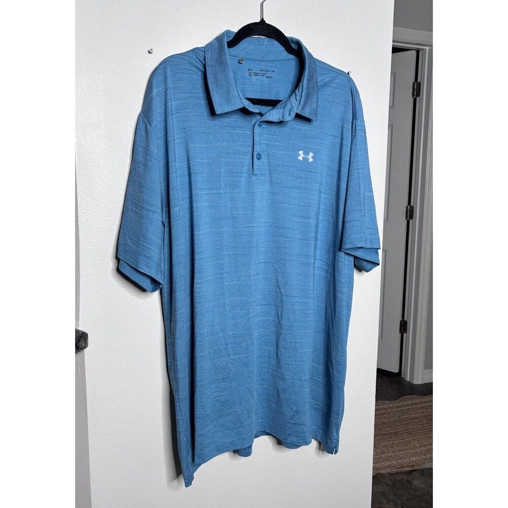 Under Armour Polo Shirt Mens 3XL Heather Blue Loose Polo Performance Golf